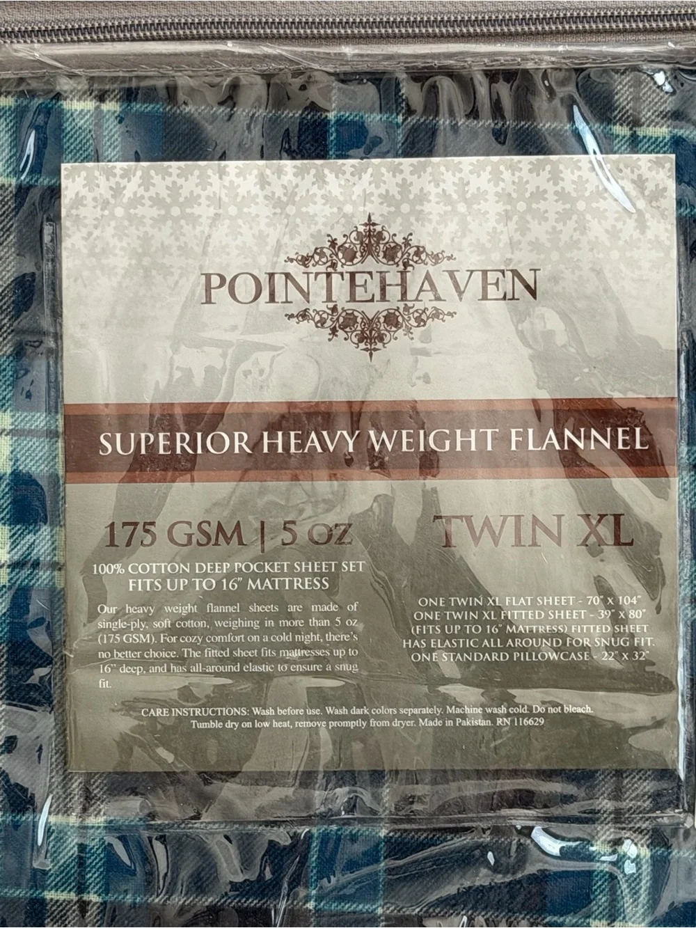 Twin XL Heavyweight Flannel Sheet Set - Blue Plaid
